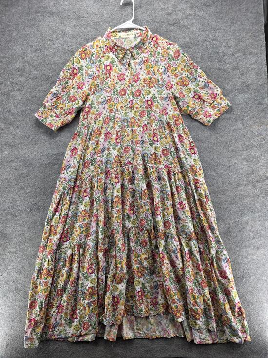 Natural Life Dresses & Skirts - Natural Life Dress Womens M Multicolor Maxi Shirt Collared Floral Boho Rayon